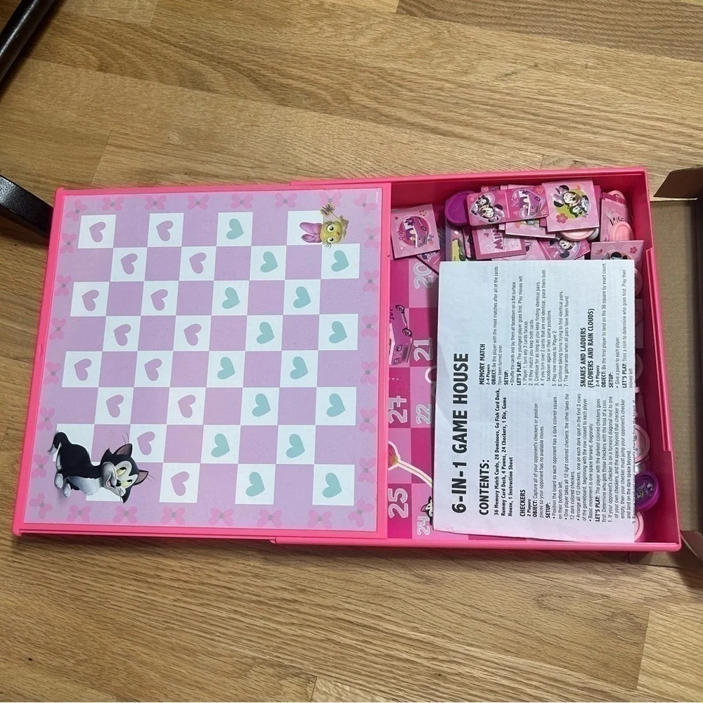 Disney Minnie Mouse 6 in 1 Checkers Card Game Kids Toy